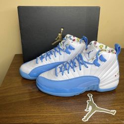 Nike Air Jordan 12 Retro GS Emoji White & Blue Kids DQ4365-114 (3.5Y)