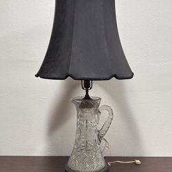 Antique Lamp Huge Cut Crystal Floral Etch Table Lamp Pitcher 1910 American Brilliant Period 