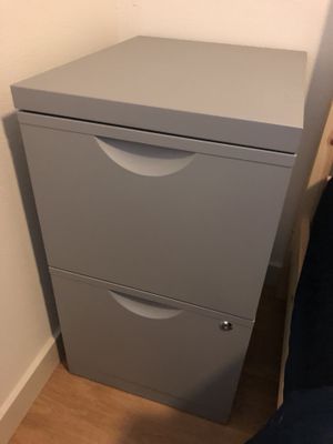 Ikea Erik Model Silver Metal 2 Drawer Lock Filing Cabinet For Sale