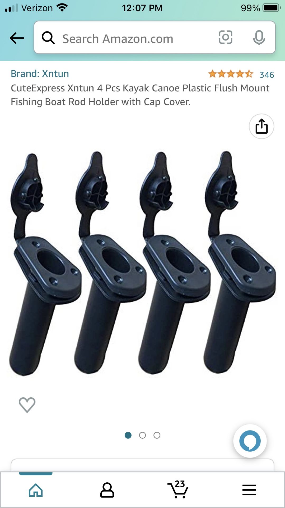 4 Pcs Kayak Canoe Plastic Flush Mount Fishing Boat Rod Holder with Cap Cover.