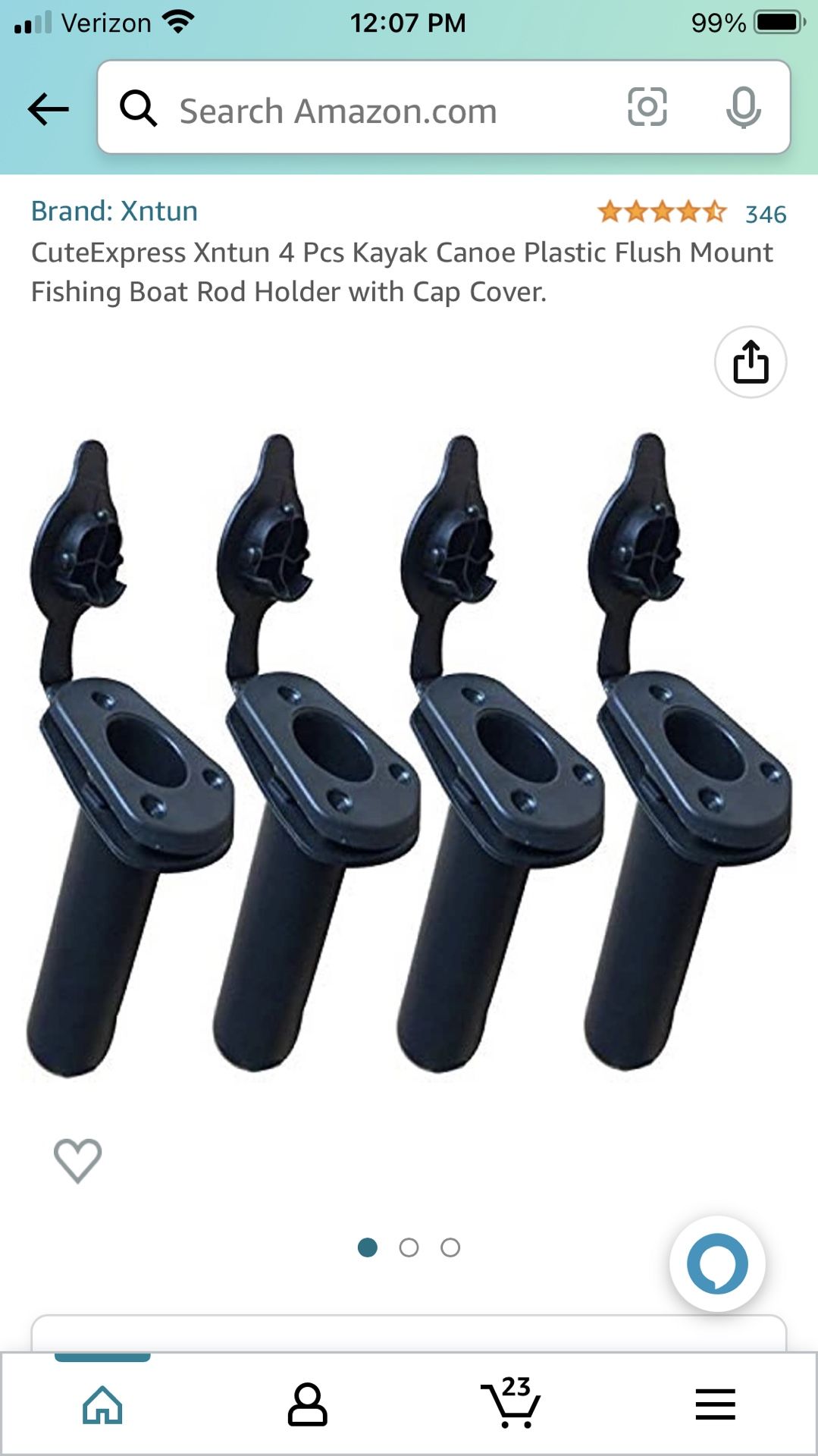  4 Pcs Kayak Canoe Plastic Flush Mount Fishing Boat Rod Holder with Cap Cover.