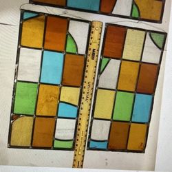 3 Antique Stained Glass 12 X24”