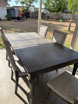 Dark Wood Dining Table with 5 Chairs