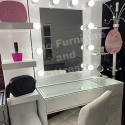 Vanity Set Hollywood Mirror LED Lights Makeup Table✨New