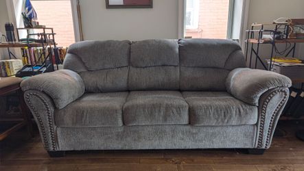 3-Seater Corduroy Sofa, Dark Gray, Great Shape