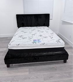 New queen bed frame with mattress