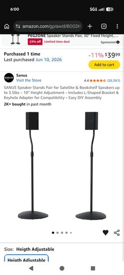 Brand new Sanus speaker stands