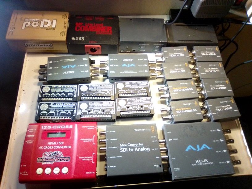VIDEO AND AUDIO DEVICES. AJA, WHIRLWIND, BLACKMAGIC, EXTRON.