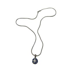 Sterling Silver Inlay Blue Opal Starfish Charm CZ Pendant With Silver Necklace