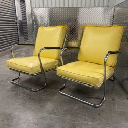 Pair of chrome frame Lloyd Manufacturing Company lounge chairs located by the Miami Design District.