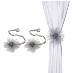 Curtain Back Ties  - Gray / White Color