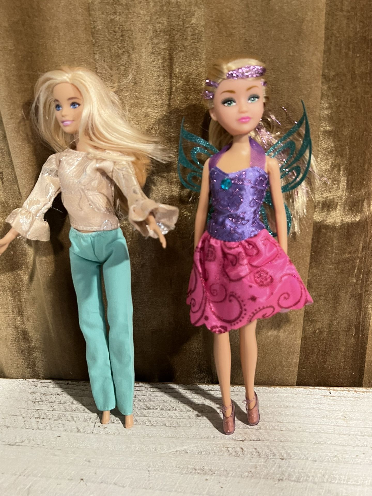Sparkle Girlz Fairy Doll by ZURU 11.5” Blonde Hair Teal Wings. 2 dolls