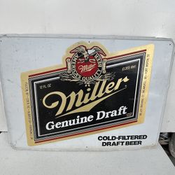 Vintage Miller Tin Metal Sign…