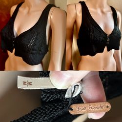 Free People Black Knit Crop Top – Size M