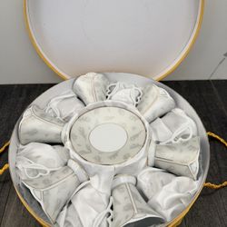 NEW Classic Coffee Espresso Cup and Saucer Set Design by Yedi Gray Feather Tea time $120