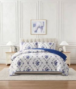 Floral Reversible 3-Piece Quilt Set, Full/Queen