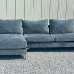 Modern Light Grey Velvet Left Side Sectional Delivery Available 🚚