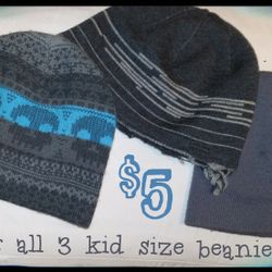 3 Kid Size Beanies