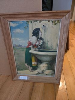 Roman Girl at a Fountain Canvas Léon Bonnat Reproduction