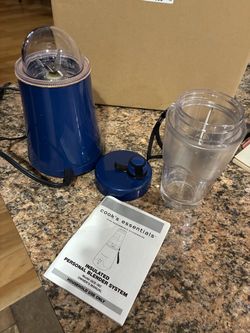 Cook’s Essentials CE-382 Personal Blender – Insulated Travel Cup – Blue