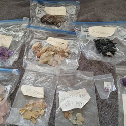 Stones Collectable, Rose Quartz, Amythest,Citrine, Tourmaline,Quartz, Moon Stone, Cut Pink Saphire .81 AND More