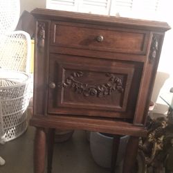 Antique side table or nightstand marble top