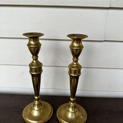 Vintage Antique Unique Large Brass CandleStick Holders Pair Set 