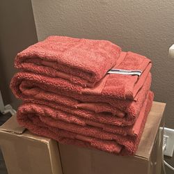 Orange Luxury Bath Towels Set Brand New