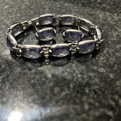 Swarovski Purple Crystal Bracket And Ear Rings 