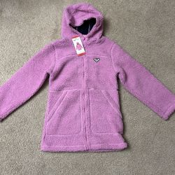 NWT Girls plush hooded full zip jacket Size M 10/12