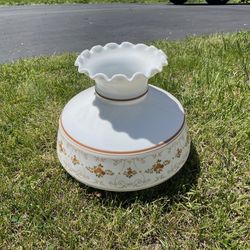 Vintage White Milk Glass Hurricane Lamp Shade 