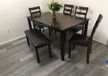 Gorgeous 6-Pc Dining Table Set Oak Finish