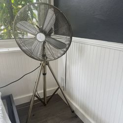 Brushed nickel tripod pedestal fan 