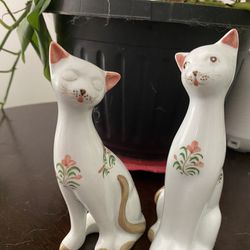 2 Vintage Ceramic Cats