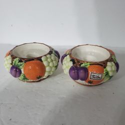 Vintage 1992 Fitz And Floyd Ceramic Candle Holders 
