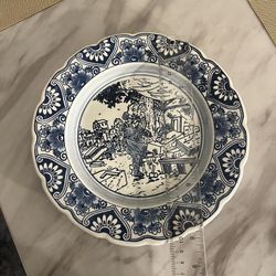 Unique Royal Delfts Blue And While Wall Plate Coffin Maker