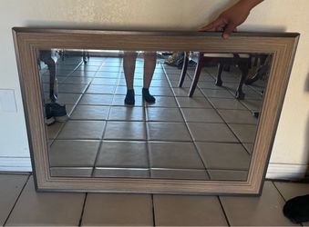 Rectangular Wall Mirror with Wood Frame