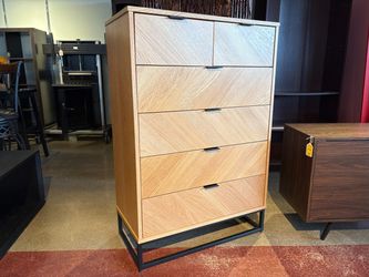 ACTONA Hackney Modern Industrial Clean 6-Drawer Tallboy Dresser