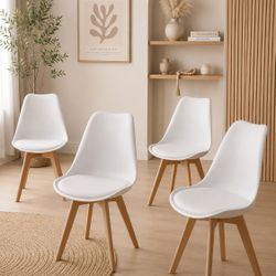 Set Of 4 Modern White Dining Chairs – NEW IN BOX