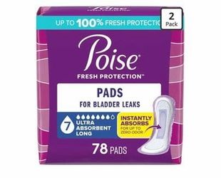 Poise Pads for Women, 7 Drop, Long, 78 ct