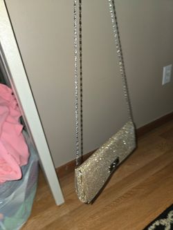 Gold Glitter Clutch Bag with Chain Strap