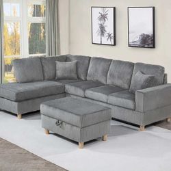 Sectional With Ottoman / Dark Grey Black Beige Light Grey