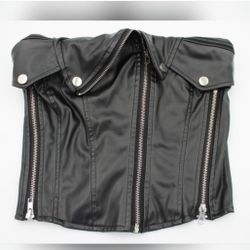 SHEIN Black Zip-Front Corset Top XS