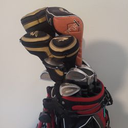 Golf Clubs With Bag And Push Cart