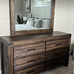 Bedroom Set Acacia Wood Brown Modern Mission