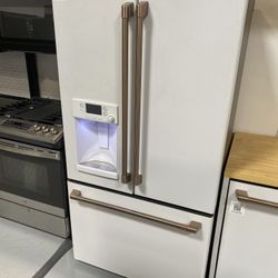 GE Cafe Matte White 22.1 Cu. Ft. Counter Depth French Door Refrigerator 