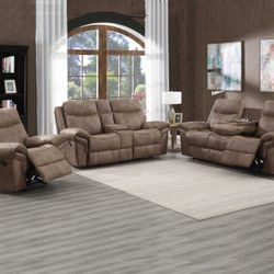 🔥Brand New Manual Reclining Sofa Set💥Only $49 Today And Pay Later With Or Without Credi💥