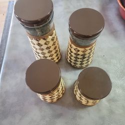 Four Piece Canister Wicker Set