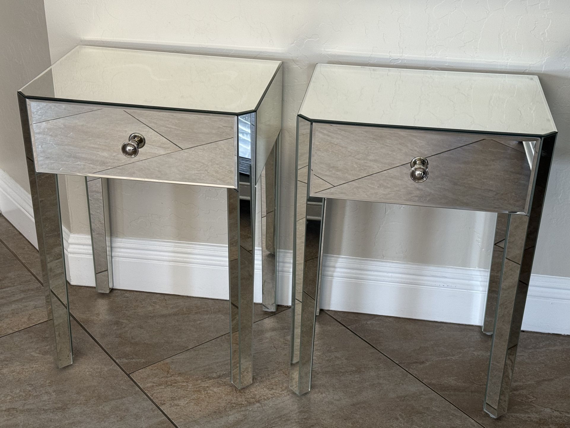 2x Mirrored Night Stand/ Side Table $55 Obo