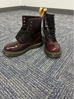 Dr Martens Burgundy Patent Combat Boot